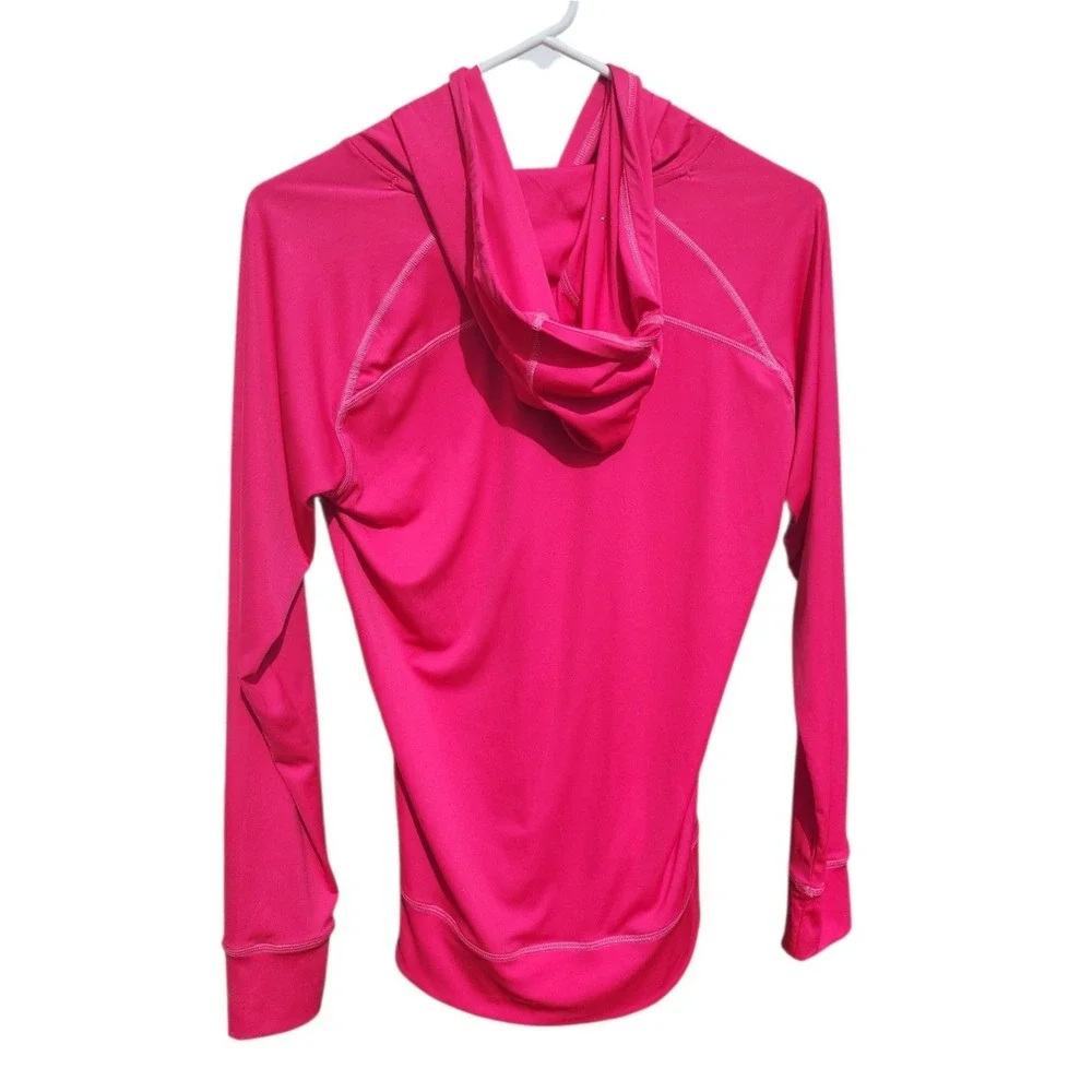 Under Armour Womens HeatGear Catalyst Hoodie Pink Semi-Fitted MD Activewear Top - Picture 2 of 4